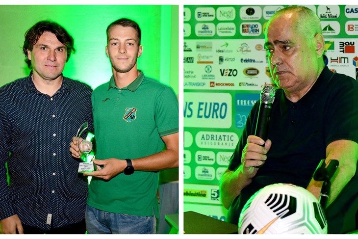 Predsjednik NSŽI-ja Darko Raić Sudar je nagradu za najboljeg igrača prošle sezone uručio Robertu Dadiću / Remzo Zalihić, predsjednik NK Rudara 